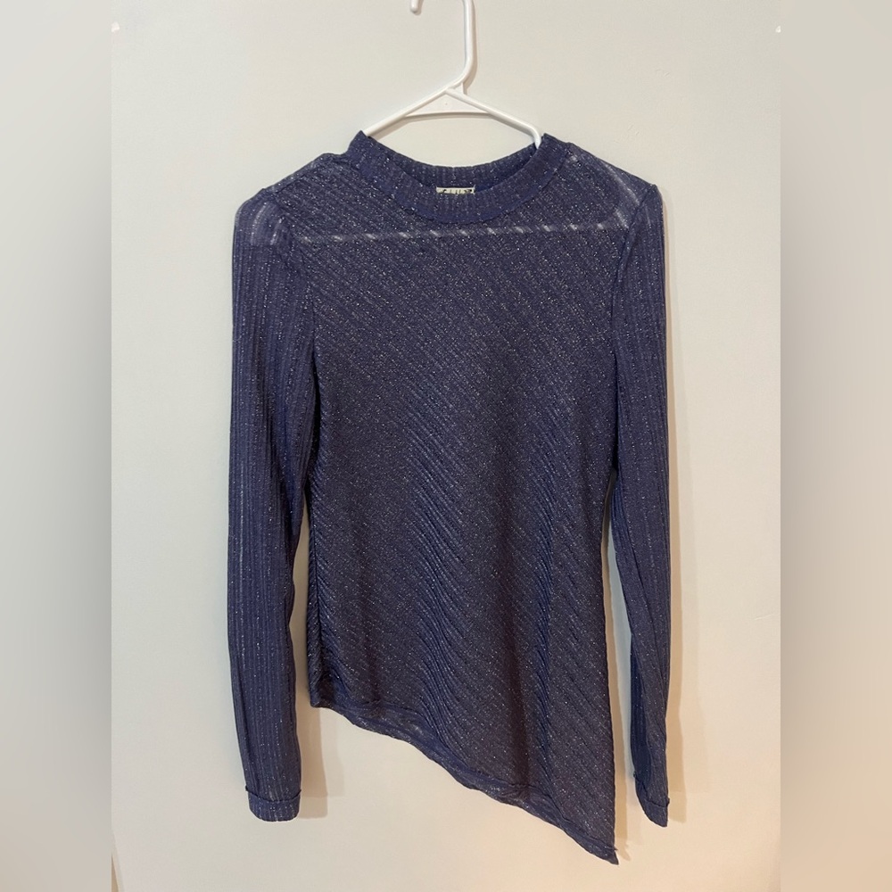 Free People Shimmering Purple Knit Top
